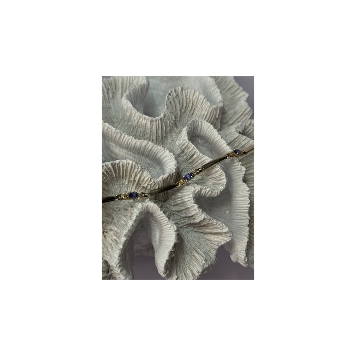 14K YELLOW GOLD TANZANITE & DIAMOND BRACELET LENGTH 7.5 INCH