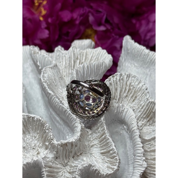 925 Sterling Silver Tourmalines Magic Ring Size 8