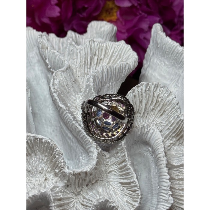 925 Sterling Silver Tourmalines Magic Ring Size 8