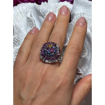 925 Sterling Silver Tourmalines Magic Ring Size 8