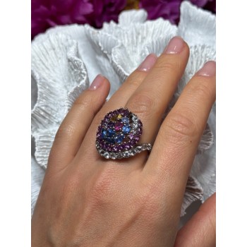 925 Sterling Silver Tourmalines Magic Ring Size 8