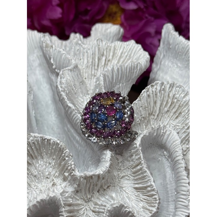 925 Sterling Silver Tourmalines Magic Ring Size 8