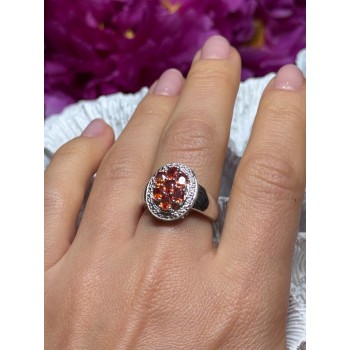 925 Sterling Silver Orange Citrine Ring Size 7.5