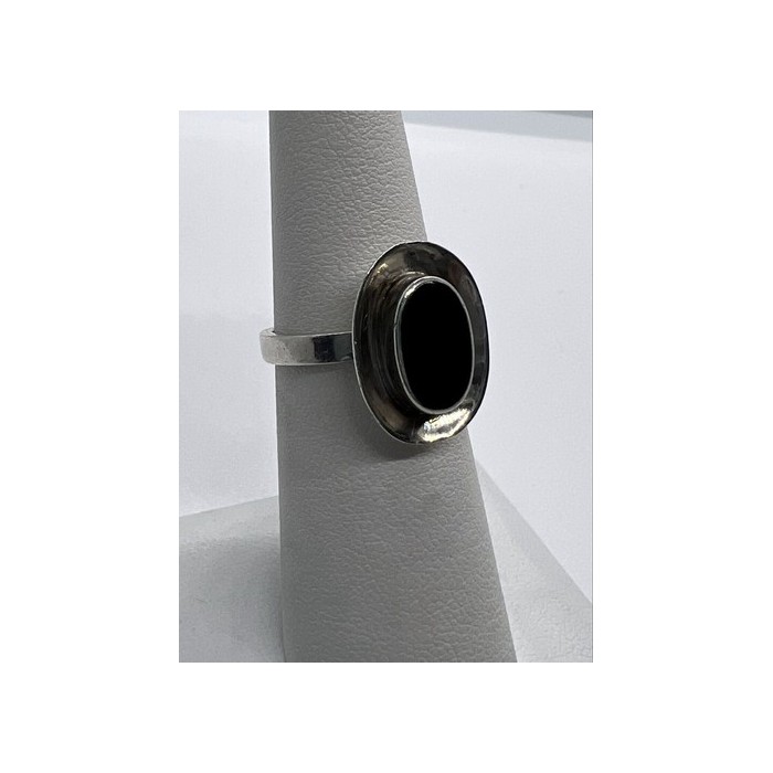 925 Sterling Silver & Onyx Soma Ring Size 5