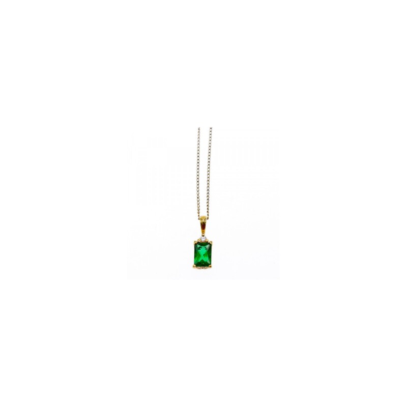 925 Sterling Silver Gold Plated Emerald & Goshenite Chain With Pendant