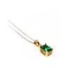 925 Sterling Silver Gold Plated Emerald & Goshenite Chain With Pendant