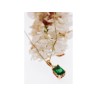 925 Sterling Silver Gold Plated Emerald & Goshenite Chain With Pendant
