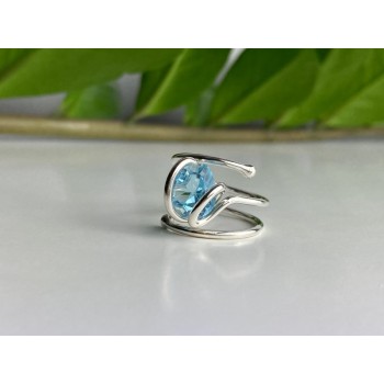 925 Sterling Silver Topaz Ring Size 8