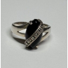 925 Sterling Silver Onyx & Marcasite Ring Size 5
