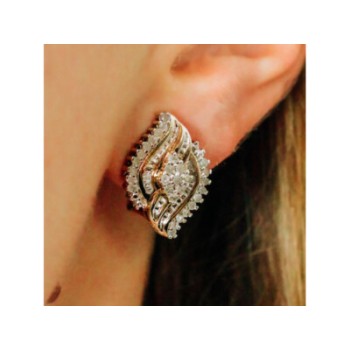 925 STERLING SILVER GOLD PLATED WHITE TOPAZ EARRINGS