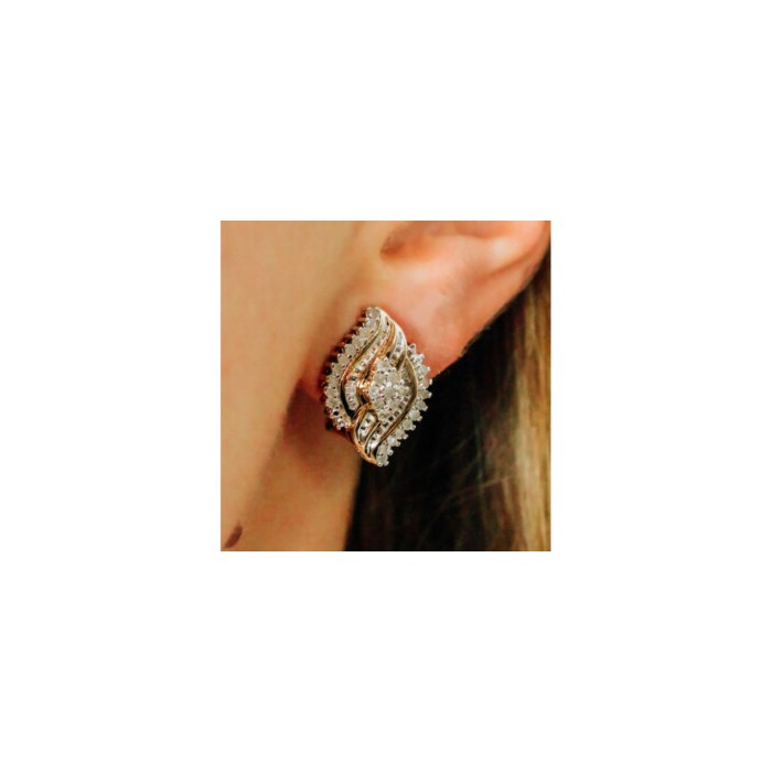 925 STERLING SILVER GOLD PLATED WHITE TOPAZ EARRINGS