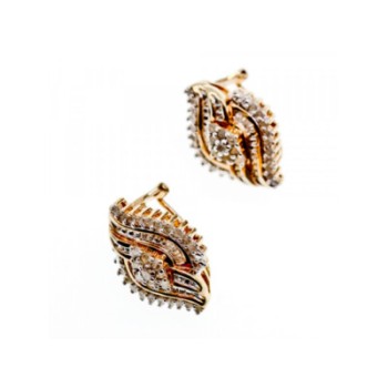 925 STERLING SILVER GOLD PLATED WHITE TOPAZ EARRINGS