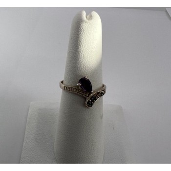 925 Sterling Silver With Amethyst & Marcasite Ring Size 5.5