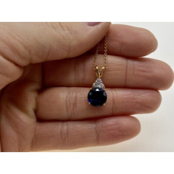 925 Sterling Silver Gold Plated Spinel & CZ Chain With Pendant