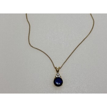925 Sterling Silver Gold Plated Spinel & CZ Chain With Pendant