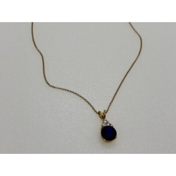 925 Sterling Silver Gold Plated Spinel & CZ Chain With Pendant