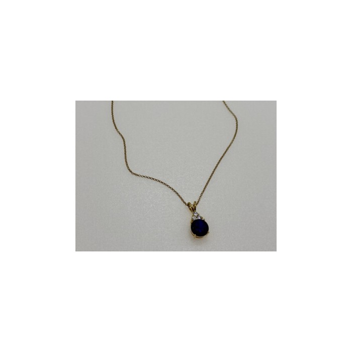 925 Sterling Silver Gold Plated Spinel & CZ Chain With Pendant