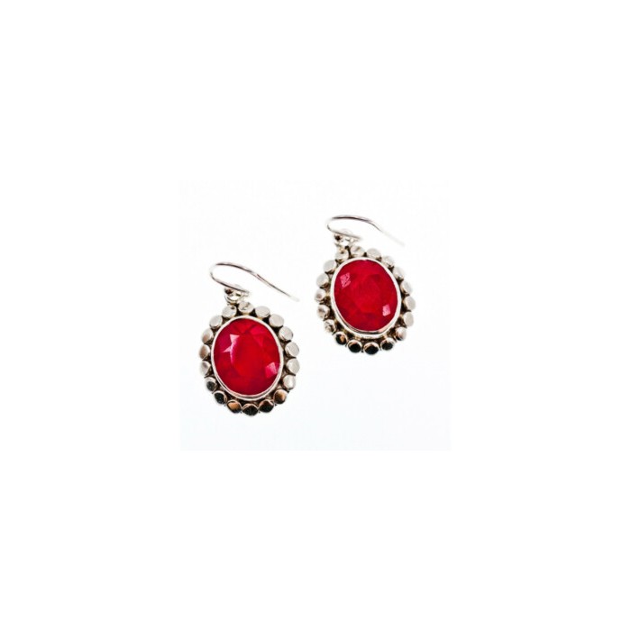 925 STERLING SILVER RUBY EARRINGS