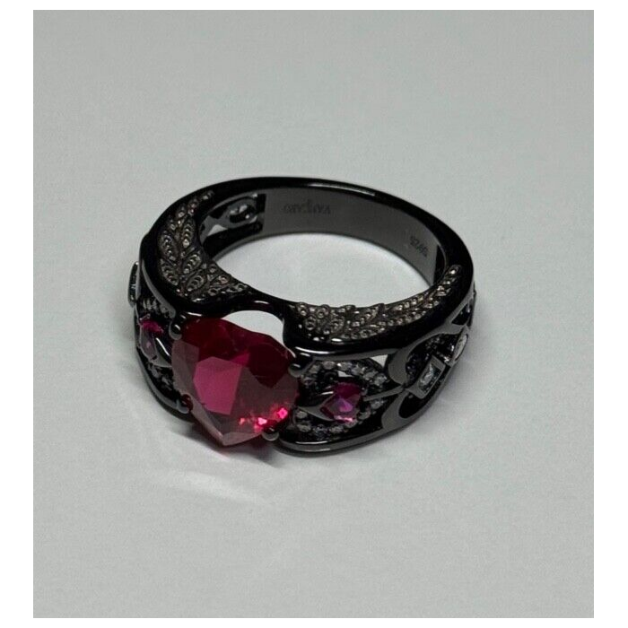 925 Sterling Silver Spinel & CZ Ring Size 6