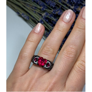 925 Sterling Silver Spinel & CZ Ring Size 6