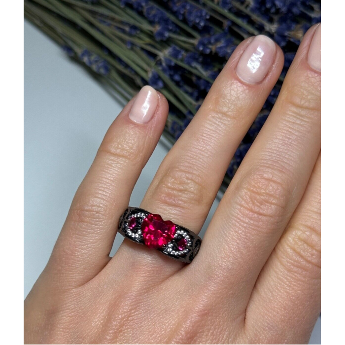 925 Sterling Silver Spinel & CZ Ring Size 6