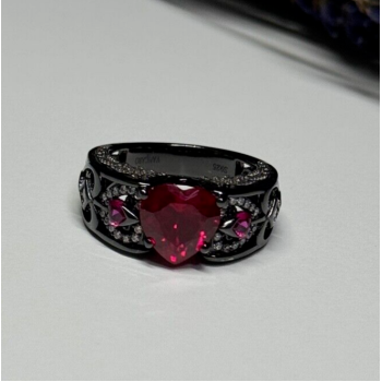 925 Sterling Silver Spinel & CZ Ring Size 6