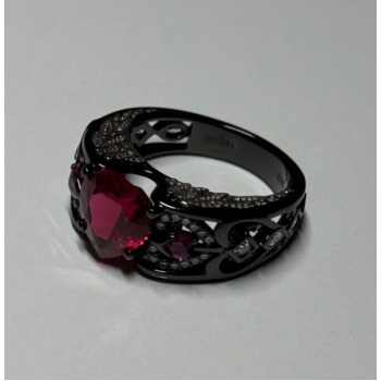 925 Sterling Silver Spinel & CZ Ring Size 6