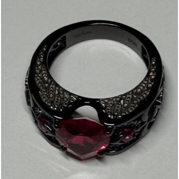 925 Sterling Silver Spinel & CZ Ring Size 6