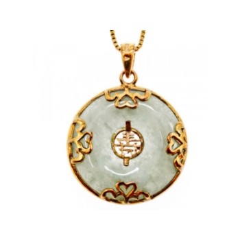 925 STERLING SILVER GOLD PLATED NEPHRITE CHAIN WITH PENDANT ITALY