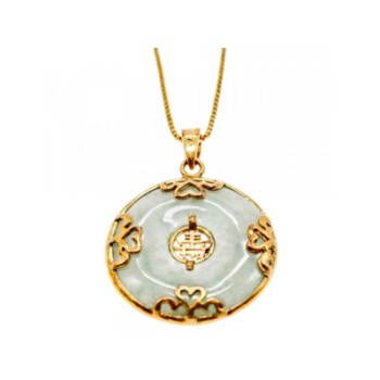 925 STERLING SILVER GOLD PLATED NEPHRITE CHAIN WITH PENDANT ITALY