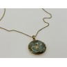 925 STERLING SILVER GOLD PLATED NEPHRITE CHAIN WITH PENDANT ITALY