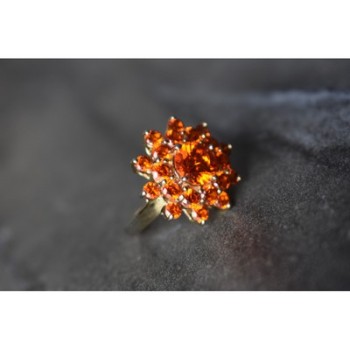 925 Sterling Silver Orange CZ Ring Size 8