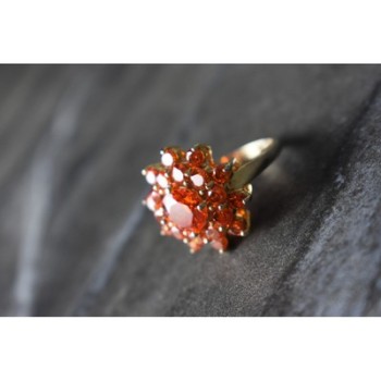 925 Sterling Silver Orange CZ Ring Size 8
