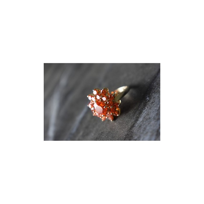 925 Sterling Silver Orange CZ Ring Size 8