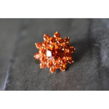 925 Sterling Silver Orange CZ Ring Size 8