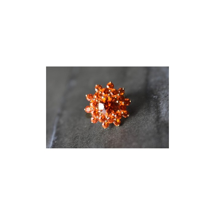 925 Sterling Silver Orange CZ Ring Size 8