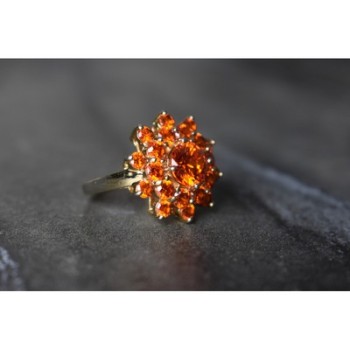 925 Sterling Silver Orange CZ Ring Size 8
