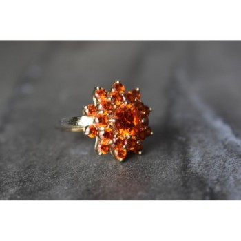 925 Sterling Silver Orange CZ Ring Size 8