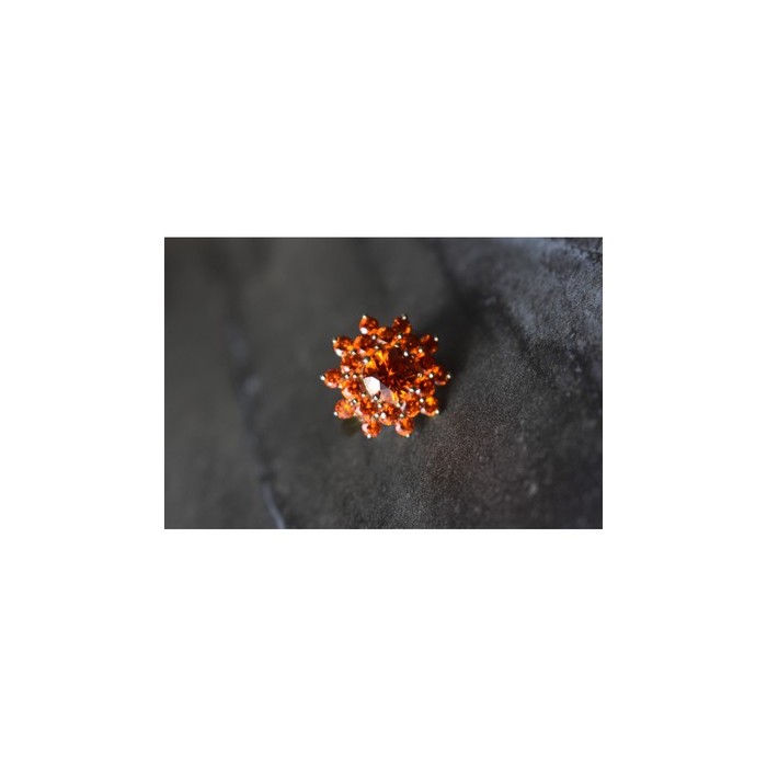 925 Sterling Silver Orange CZ Ring Size 8