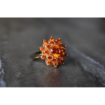925 Sterling Silver Orange CZ Ring Size 8