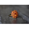 925 Sterling Silver Orange CZ Ring Size 8
