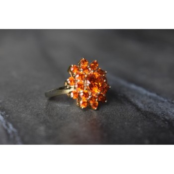 925 Sterling Silver Orange CZ Ring Size 8