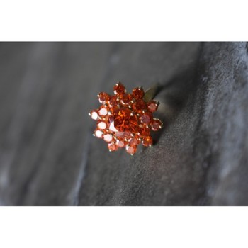 925 Sterling Silver Orange CZ Ring Size 8