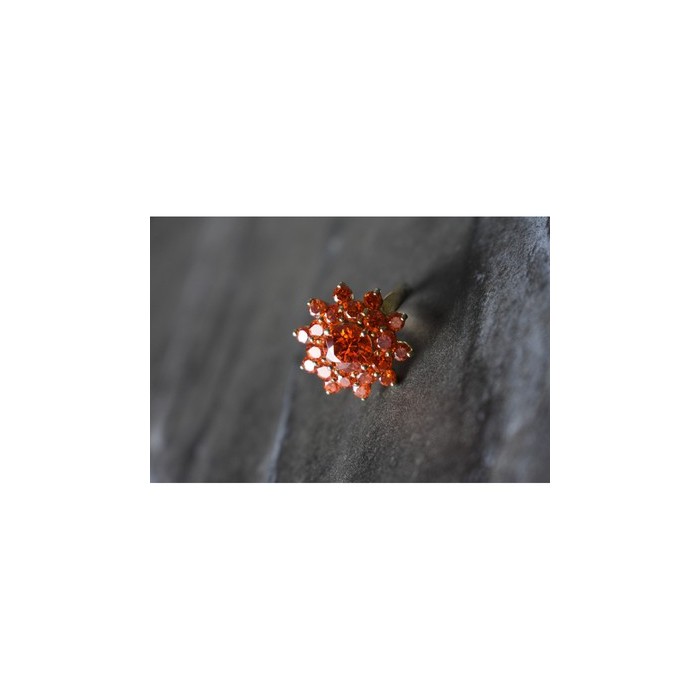 925 Sterling Silver Orange CZ Ring Size 8