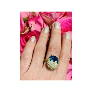 925 Sterling Silver Alpanite & CZ Ring Size 6.5