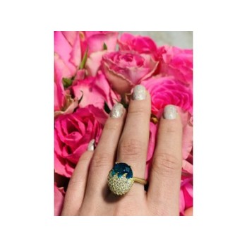 925 Sterling Silver Alpanite & CZ Ring Size 6.5