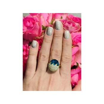 925 Sterling Silver Alpanite & CZ Ring Size 6.5