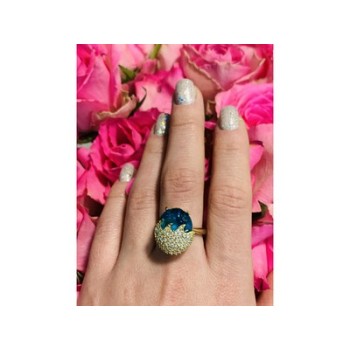 925 Sterling Silver Alpanite & CZ Ring Size 6.5