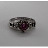 925 Sterling Silver & CZ Pink Heart Ring Size 6.5
