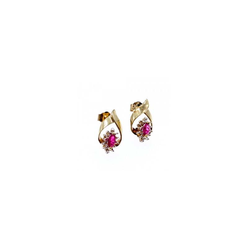 10K YELLOW GOLD RUBY & DIAMONDS EARRINGS